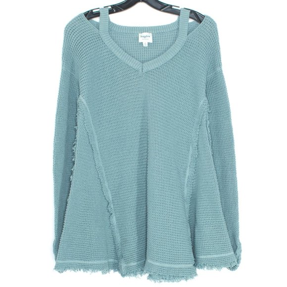 Hayden Sweaters - Hayden Sweater Tunic Cold Shoulder Blue Medium FD